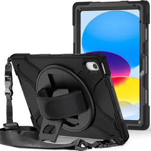 Thick Silicone Shockproof Rugged Tablet Case For IPad 10th Generation 10.9 Inch 2022 Heavy Duty Cover With Shoulder Strap Stand