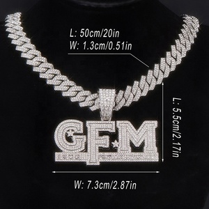 Collar de Cadena Cubana con Colgante de Letra Personalizado Estilo Hip Hop de Gran Venta al Por Mayor para Hombre Rapper - Product Image 6