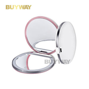 Cadeau de fête de mariage avec logo de marque Miroir compact pour demoiselle d'honneur en vrac Miroir compact en métal grossissant bon marché - Product Image 1