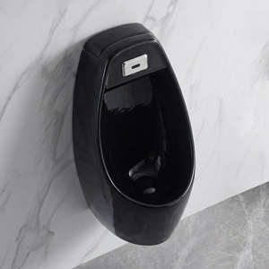 <span class=keywords><strong>Urinoir</strong></span> mural en céramique noire à détection automatique pour hommes, idéal pour les hôtels commerciaux et les toilettes publiques - Product Image 3