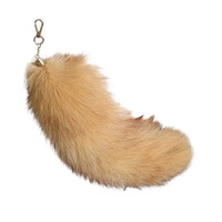 Porte-clés en fourrure de renard bon marché pour sac à main, décor naturel avec breloque, queue de renard, grande taille 40cm, vente en gros
