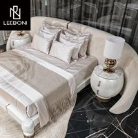 2024 Designer Nouveau Européen Haut De Gamme Villa Meubles De Luxe Velours Lit Grande Tête De Lit Ensemble De Lit King Size Lit