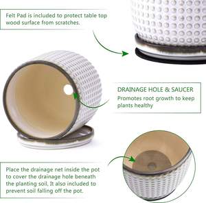 Pot de fleurs en céramique vert olive dégradé avec trou de drainage et système d'arrosage automatique, design moderne et écologique pour une utilisation en intérieur/extérieur - Product Image 3