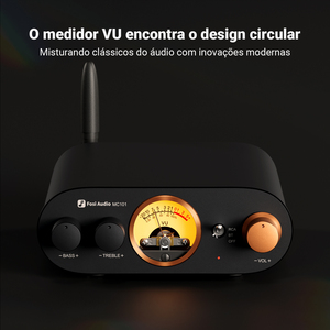 Amplificateur stéréo Fosi Audio MC101 bleu, mini amplificateur audio domestique avec VU-mètre, récepteur HiFi 2 canaux pour enceintes passives - Product Image 2