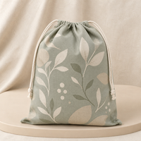 Sac à cordon en toile imprimé motif dessin animé OEM, réutilisable, écologique, en tissu, organisateur, pochette de rangement anti-poussière pour le linge