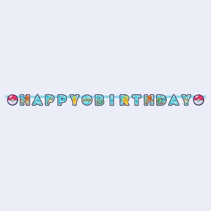 Bannière Joyeux Anniversaire Pokémon Party Love 2,18 m x 12 cm en plastique jetable, décoration de fête rectangulaire style dessin animé - Product Image 1