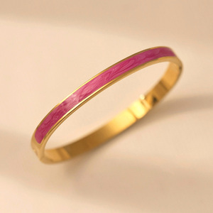 Bracelet <span class=keywords><strong>manchette</strong></span> en acier inoxydable plaqué <span class=keywords><strong>or</strong></span> <span class=keywords><strong>18</strong></span> <span class=keywords><strong>carats</strong></span>, exquis et polyvalent, anti-oxydation, incrustation d'émail, style féminin - Product Image 3