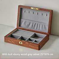 Boîte à bijoux rectangulaire multifonctionnelle en bois de noyer noir massif américain, pour bagues, boucles d'oreilles, colliers, cadeau de Noël