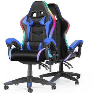 AJUNION Ergonomischer <span class=keywords><strong>Gaming</strong></span>-Stuhl mit Hoher Rückenlehne, Verstellbaren Armlehnen, Drehbarem Sitz, Kopfstütze, Lendenwirbelstütze, 358 RGB LED-Modi, Gamer-Stuhl - Product Image 1