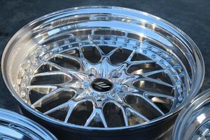 Rcsr एल्यूमीनियम मिश्र धातु पहियों काम करता है rezax ii 15-26 इंच रेसिंग स्पोर्ट मेष डिजाइन दो और तीन टुकड़े जाली पहियों ट्रिपल क्रोम क्रोम - Product Image 5