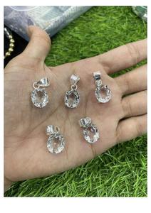 Pendentif en quartz clair à facettes de forme ovale, pierre précieuse véritable taillée et facettée, style bohème, été, collier de plage - Product Image 2