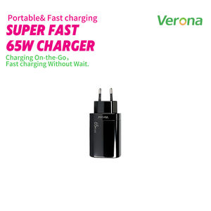 Bloc de charge rapide Verona 65W GaN avec deux ports USB-C, protection OTP/OCP ignifuge pour téléphone portable et ordinateur portable - Product Image 1
