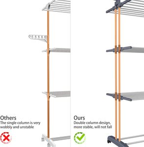 Giá phơi đồ gấp gọn 4 tầng bằng thép không gỉ, bền vững, hiện đại, có thể điều chỉnh chiều cao - Product Image 6