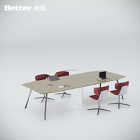 Escritorio Rectangular de Madera Moderno y Resistente para Reuniones con Orificios Integrados para Cables, Ideal para Salas de Juntas Profesionales y Espacios de Oficina