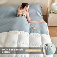 Sac de couchage de voyage personnalisable en coton à fibres longues de classe A 100, vente en gros |   Parure de lit anti-salissure portable pour hôtel, 4 pièces