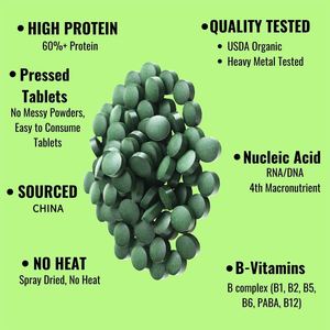 Venta directa de fábrica OEM ODM Tabletas de espirulina cruda orgánica Soporte inmunológico natural Aumento de energía para batidos Proteína Vitamina - Product Image 5
