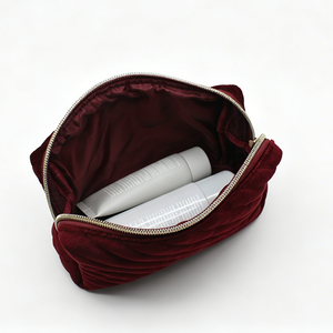 Bolsa de Cosméticos Acolchada de Lujo Color Borgoña, Organizador de Maquillaje, Bolsa de Aseo de Viaje para Mujer, Logotipo Personalizado, Fabricante Mayorista - Product Image 2