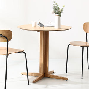 <b>Round</b> Wood <b>Dining</b> <b>Table</b> Natural Finish Stable Base Living Room Coffee Shop Conference Use - Product Image 3