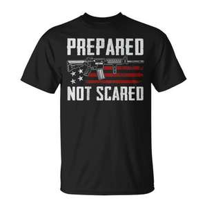 T-shirt promotionnel premium « Préparé, non effrayé, 2e amendement, pour les armes à feu » avec motif AR15 au dos - Product Image 1