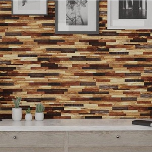 MUMU DESIGN Self Adhesive <strong>Wood</strong> Wallboard <strong>Planks</strong> <strong>Reclaimed</strong> Rustic Look <strong>Wood</strong> Mosaic - Product Image 5
