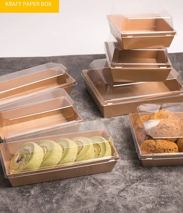 Scatola per panini all'ingrosso scatola per dolci da forno in carta Kraft scatola da forno quadrata con finestra trasparente