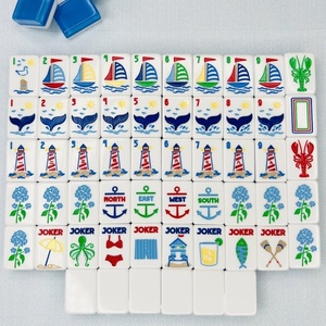 Fichas de mahjong estilo americano en stock, personalizadas con diseños especiales que presentan motivos de vida marina, perfectas para entretenimiento. - Product Image 1