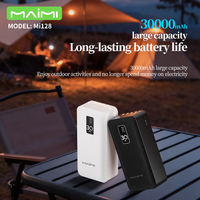 Batterie externe portable Maimi OEM 30000mAh avec câbles intégrés et support de téléphone, chargeur de batterie externe haute capacité pour la vente en gros