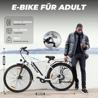 Bicicleta eléctrica Peak de 750W de alta calidad, híbrida, de 700C, 48V, 7 velocidades, para ciudad, con stock en la UE, cuadro de aluminio integrado.