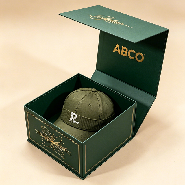 Custom Eco-Friendly Black Magnetic UV with Handle Packaging Cap Shipping Box Hip Hop Baseball Hat Gift Boxes