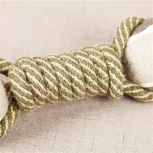 Interaktif köpek oyuncaklar kenevir pamuk pet kedi oyuncak halat ile tenis topu taşlama diş köpek knot pamuk halat karışık köpek çiğneme oyuncakları - Product Image 2