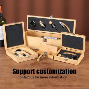 Coffrets cadeaux d'accessoires ouvre-bouteille de vin rouge en bois de bambou de luxe personnalisés avec logo d'entreprise - Product Image 2