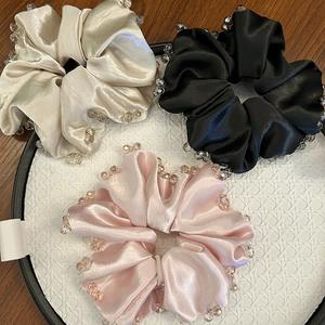 Coleteros de Tela de Cristal de Lujo, Diademas de Satén de Color Sólido de Alta Calidad, Accesorios para el Cabello de Uso Diario para Mujer - Product Image 1