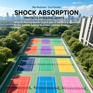 Basketball Court PVC Flooring <b>Tiles</b> Eco-Friendly Shock Absorption Anti-Slip Indoor/Outdoor Sports Court Floor Green Red <b>Plastic</b> - Product Image 5