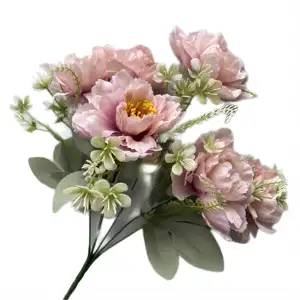 Новый дизайн, популярный искусственный цветок пиона в стиле ретро с шестью головками для свадьбы, дома, декоративная часть