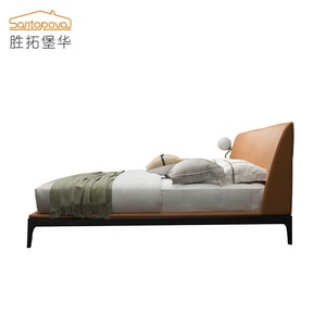 Moderne lit en bois massif européen Mode meubles de chambre à coucher <span class=keywords><strong>française</strong></span> double en cuir simple 18.m lit avec vente <span class=keywords><strong>chaude</strong></span> - Product Image 2