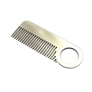 Peine de bolsillo de acero inoxidable irrompible, peine táctico de acero inoxidable, peine de cabeza EDC, práctico antiestático para herramienta de aseo - Product Image 1