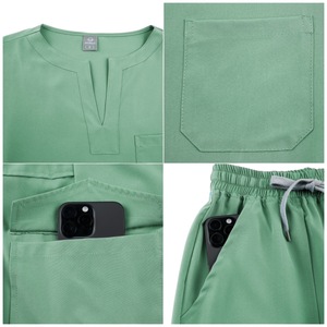 Women Scrub Suit Set Moisture Wicking Quick Dry Hospital Work Uniforms Split Design For Medical Beauty Salon Use - Product Image 2