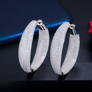Orecchini a Cerchio da Donna con Pietre Scintillanti, Orecchini Statement alla Moda, Gioielli per Feste, Vendita all'Ingrosso - Product Image 1