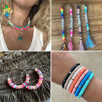 Vente en gros de bracelets boucles d'oreilles et colliers 24 couleurs 5040 pièces de perles rondes et plates en vinyle africain 6mm perles d'espacement en argile polymère