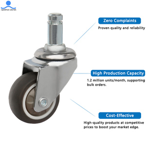 Usine en gros 1/1.5/2 pouces TPR chromé muet frein à vis roulettes universelles roulettes de meubles d'armoire - Product Image 5