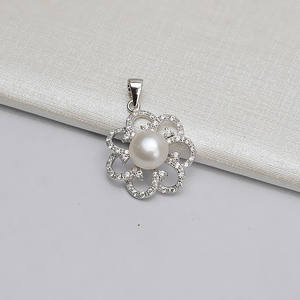 Colgante de Plata S925 con Forma de Flor Wenchi para Mujer, Collar de Perlas Hecho a Mano, Soporte Vacío para Joyería Personalizada, Accesorios DIY - Product Image 3