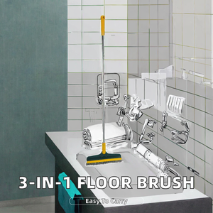 แปรงทำความสะอาดพื้นห้องน้ำแบบสาม-in-หนึ่ง ทำจากพลาสติก PP ด้ามยาว พกพาสะดวก ออกแบบมาเพื่อทำความสะอาดร่อง ผนัง มุม และซอกต่างๆ น้ำหนัก 500 กรัม ยี่ห้อ SJ - Product Image 5