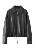 Veste en cuir de mouton véritable pour femme, style européen, printemps-automne, coupe ample, courte, zippée, tendance, vêtement d'extérieur en cuir véritable pour femme