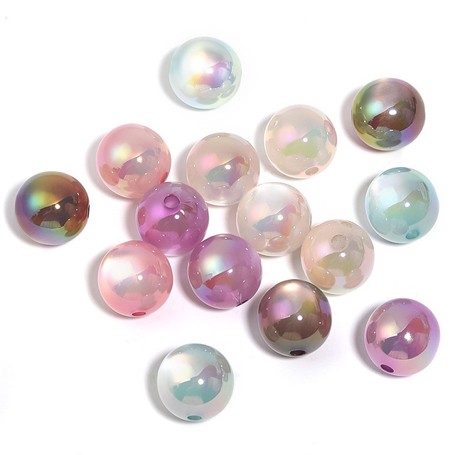 16mm UV Coated Acrylic Round Cat's Eye Beads High Gloss DIY Mobile Chain Pen Beads 100pcs/bag