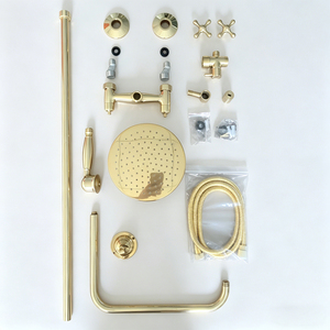 Ensemble de robinetterie de douche murale multifonction vintage avec doubles poignées croisées - Product Image 6