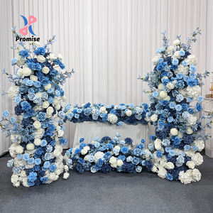 Arche de fleurs artificielles en soie bleu océan exquise, design réaliste, parfaite pour les mariages, les anniversaires, les événements, la décoration de fond - Product Image 1