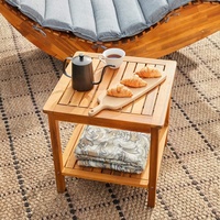 Table basse en bois à deux niveaux pour l'intérieur et l'extérieur, table de camping, table de pique-nique en bois