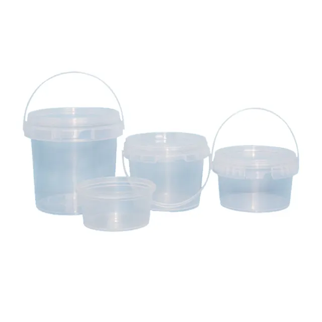 Cubos de plástico de grado alimenticio, Cubo de plástico con tapa, para galletas, yogurt, con logotipo impreso, 500ml, 1L, 5L, suministro de fábrica