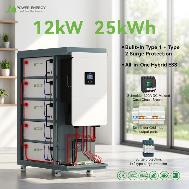 JApower All in One Battery and Inverter 12kW 25kWh Energy Storage System with Deye Inverter for Residential Backup