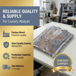 ชุดเดรสยาวพิมพ์ลายประดับลูกปัดสำหรับผู้หญิงมุสลิม ทรงพลิ้วสวยสง่าสำหรับงานกลางคืน ผลิตโดยโรงงาน OEM - Product Image 6